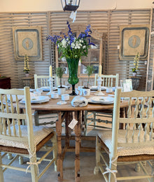 Antique Belgian Oak Oval Dining Table With Drop Leaves