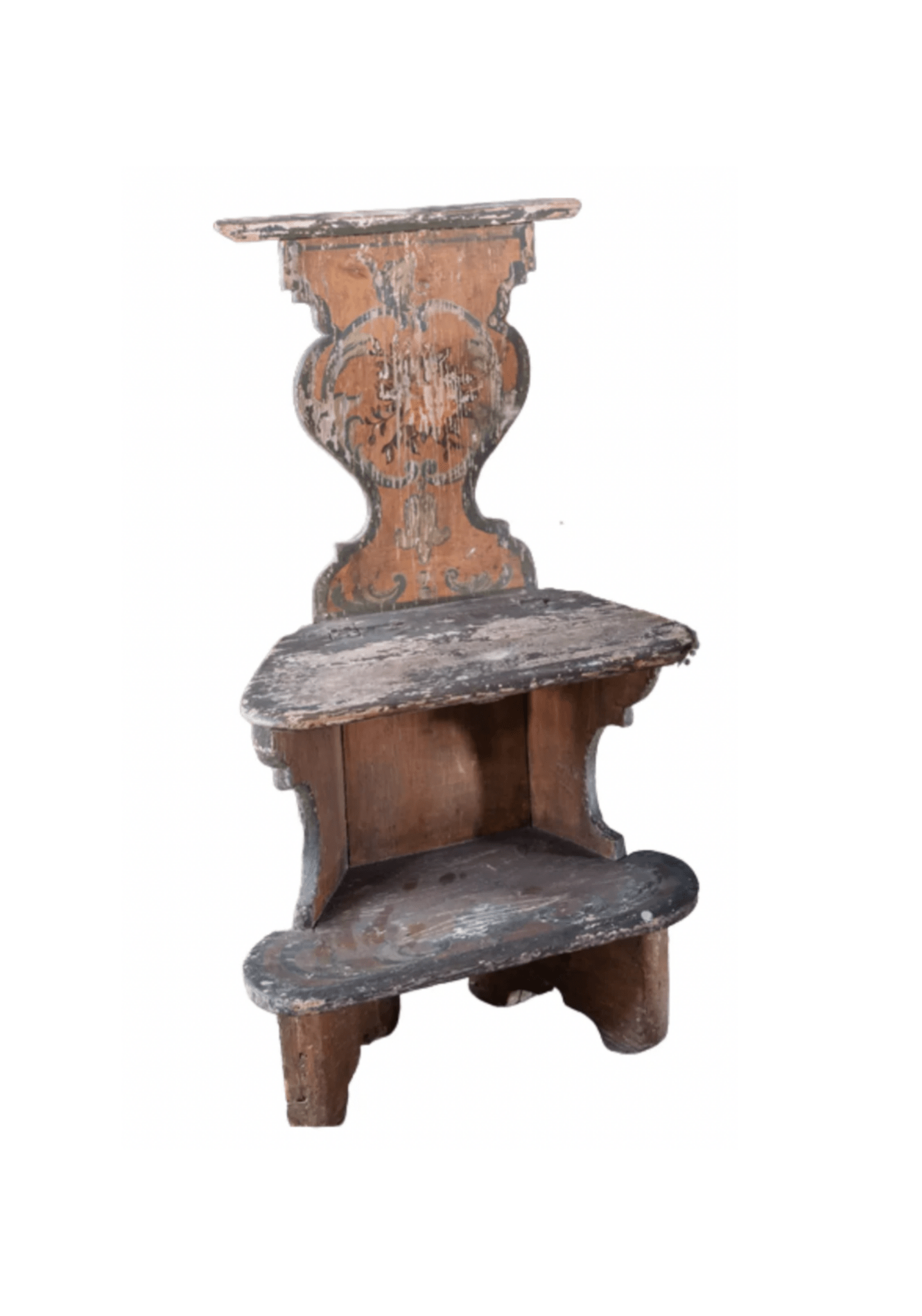 18th c Folk Art Swedish Hinged Hall Chairs