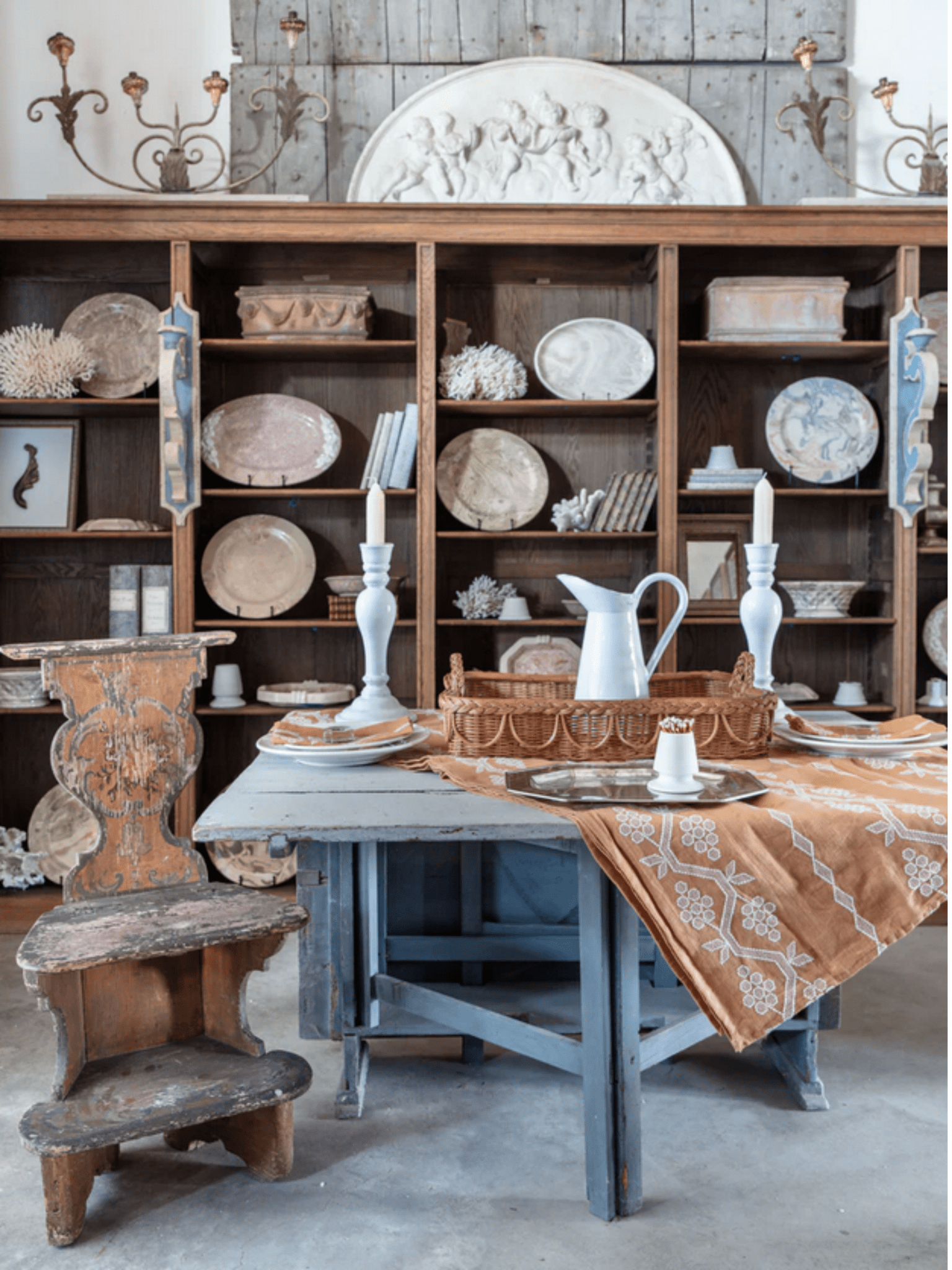 18th c Folk Art Swedish Hinged Hall Chairs