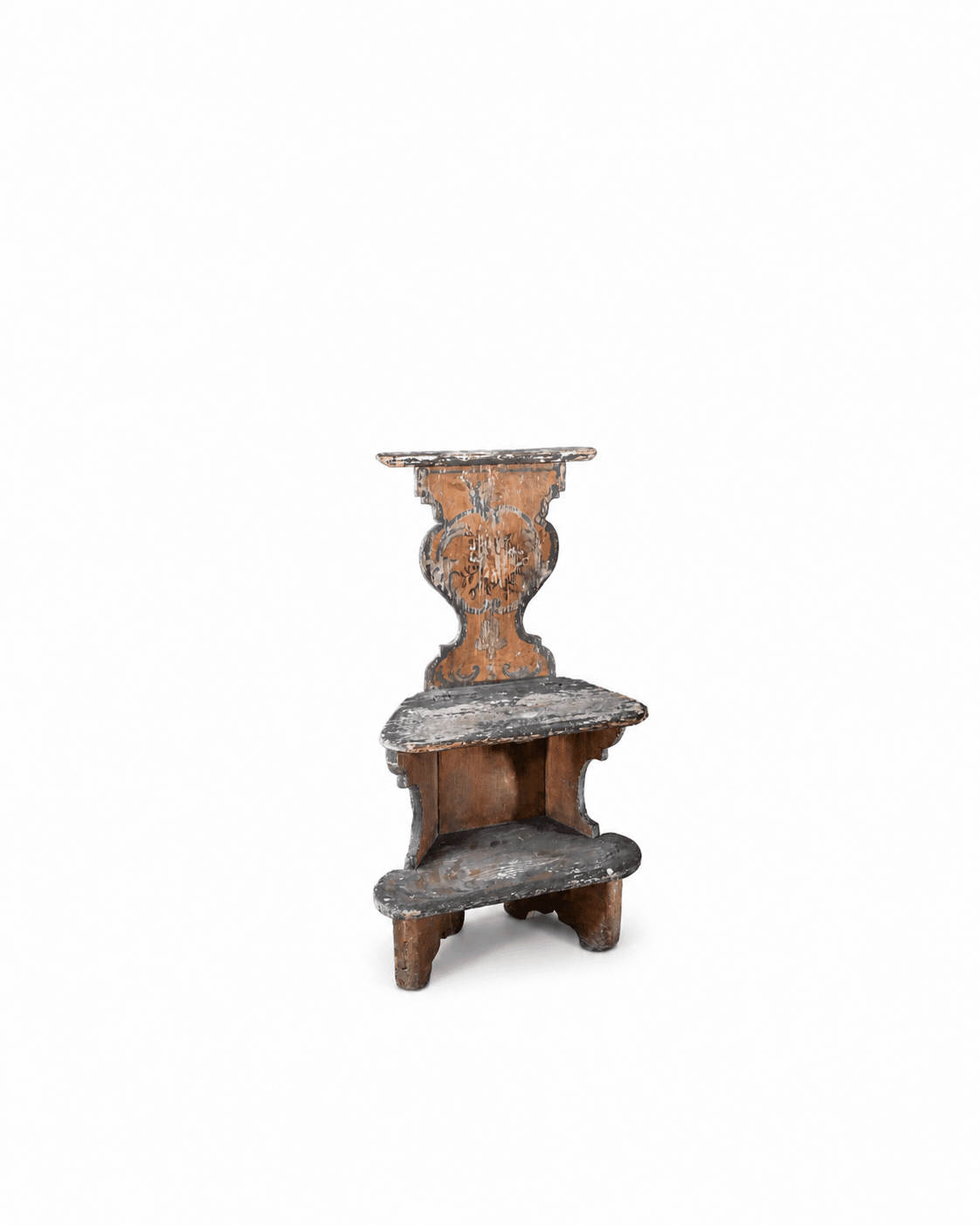 18th c Folk Art Swedish Hinged Hall Chairs