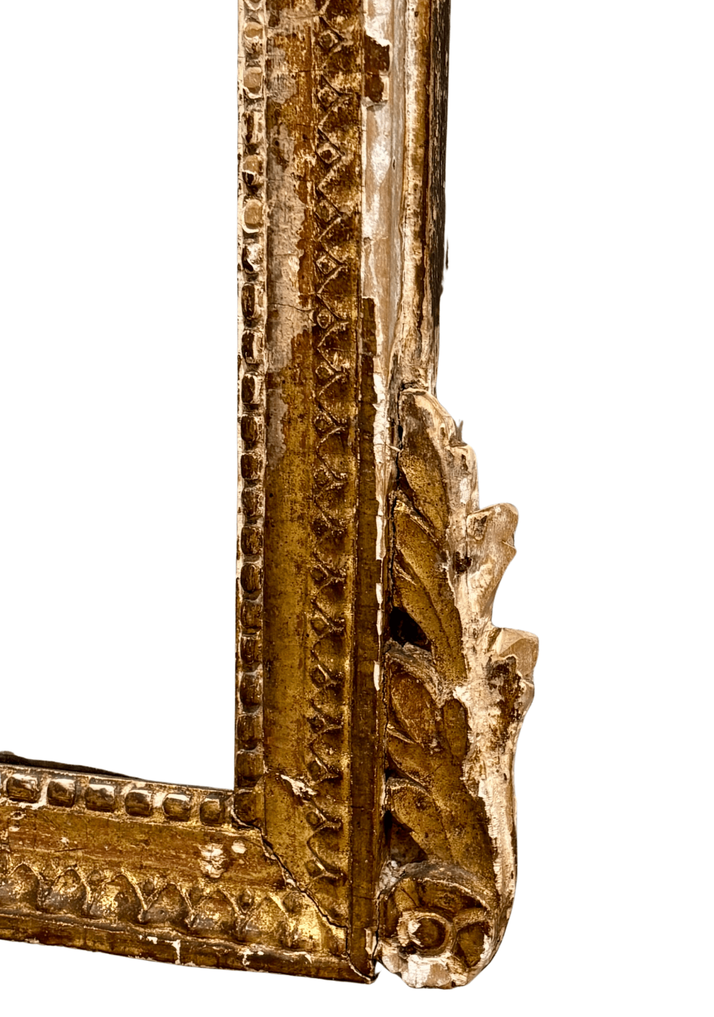 18th C. French Framed Mirror With Carved Details