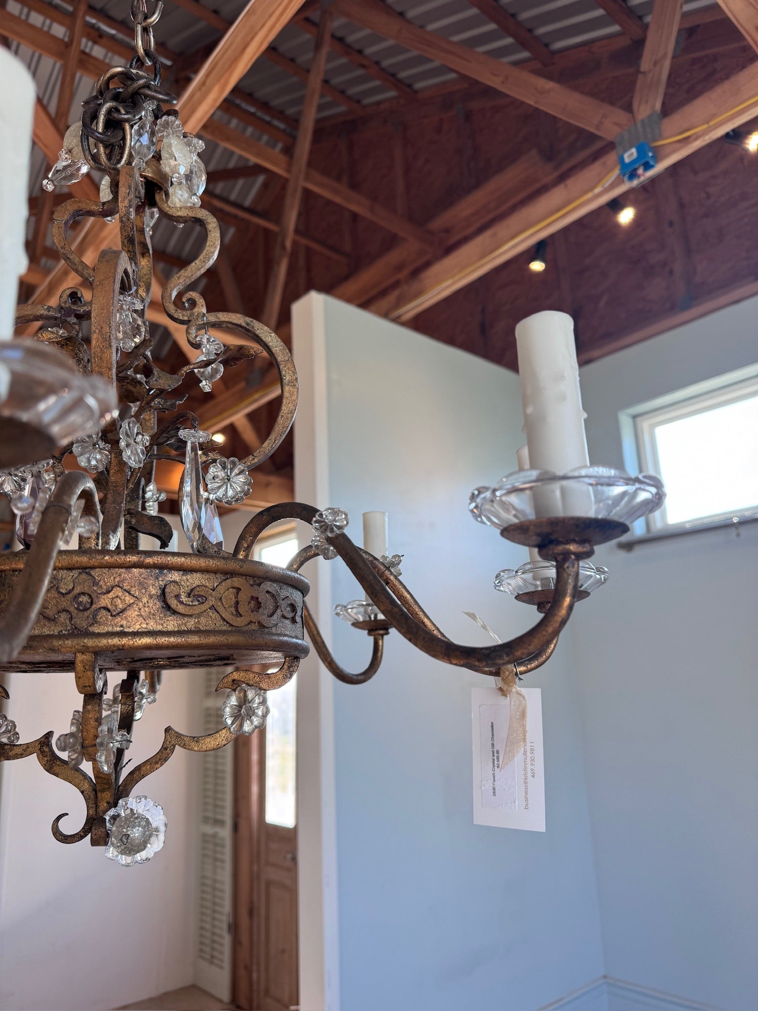 1930 French Crystal and Gilt Chandelier