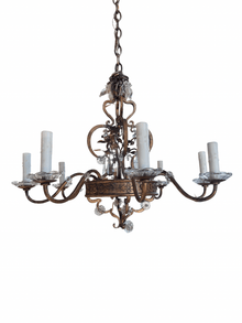 1930 French Crystal and Gilt Chandelier