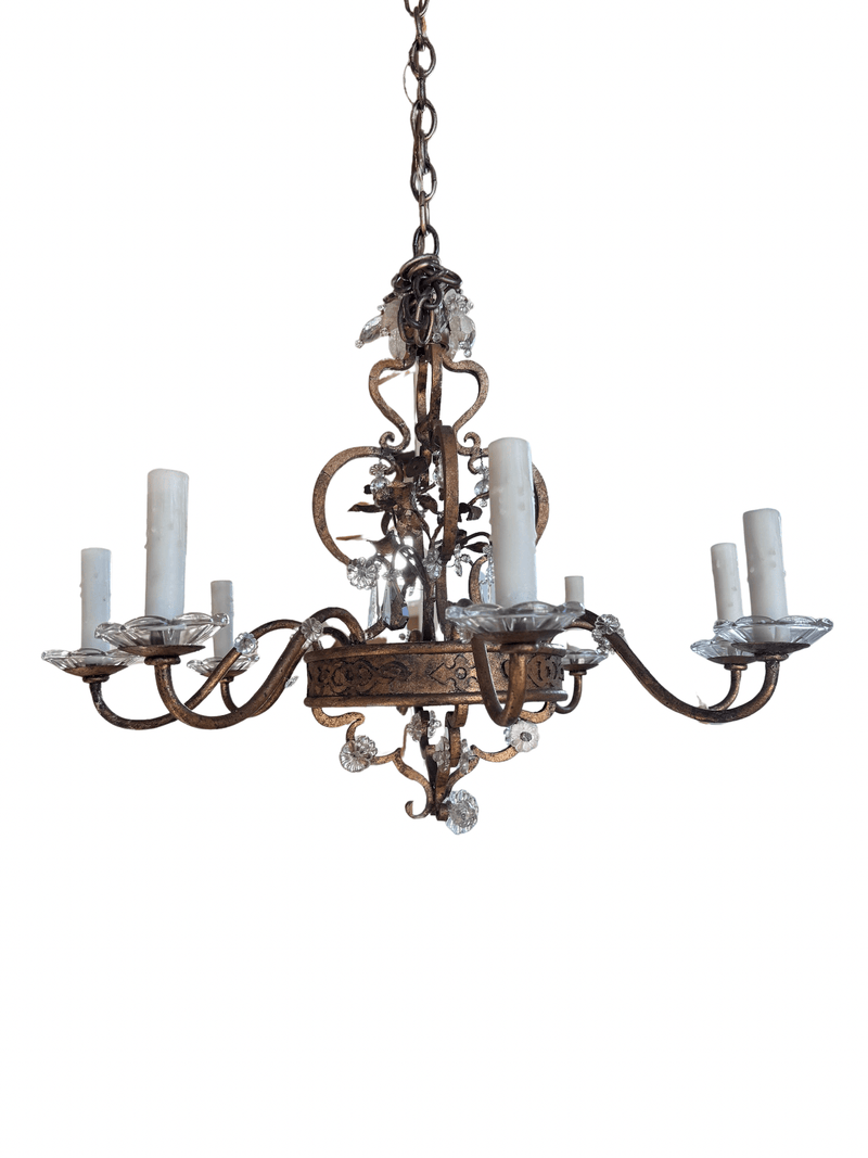 1930 French Crystal and Gilt Chandelier