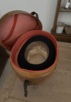 19th C French Leather Hat Box, Large