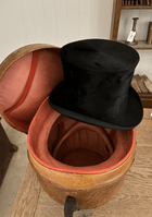 19th C French Leather Hat Box, Large