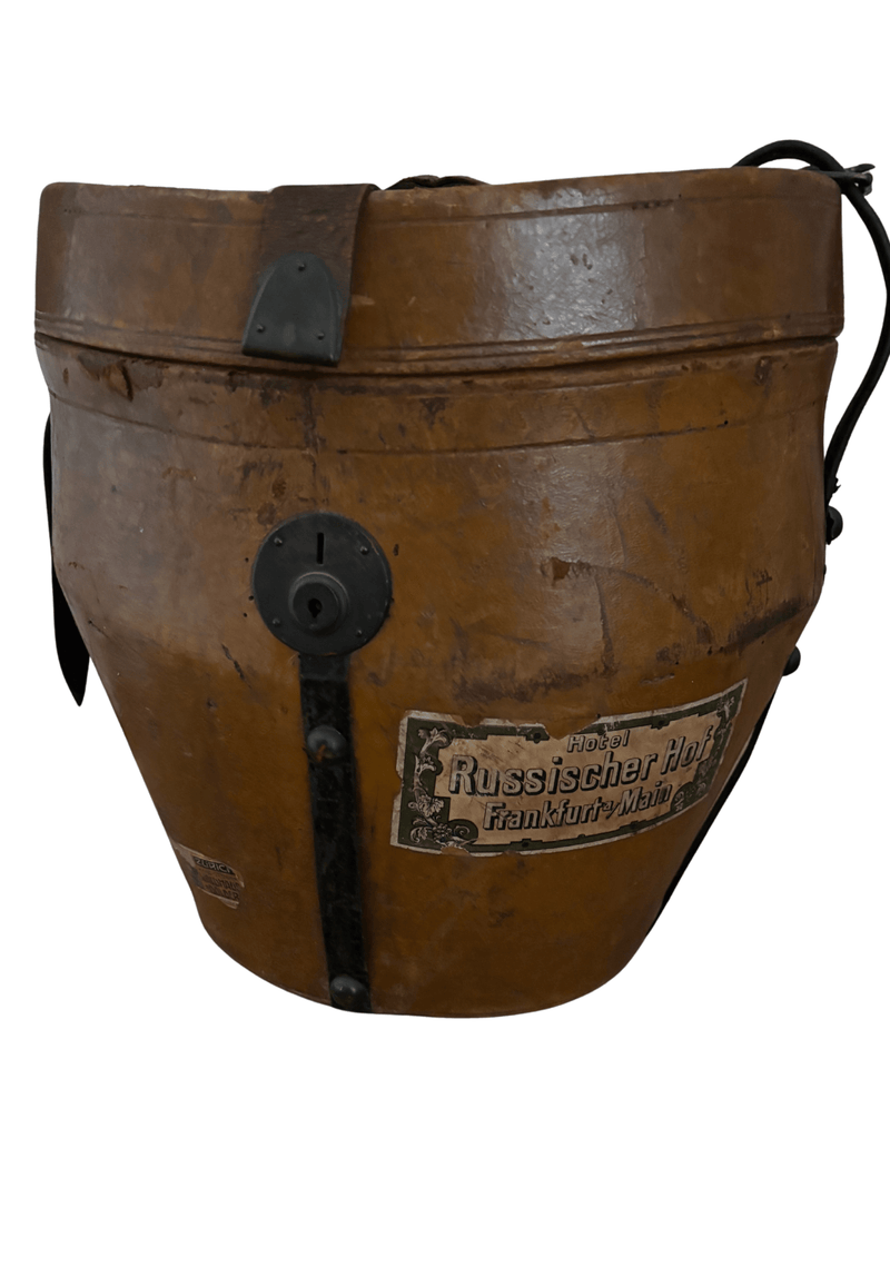 19th C French Leather Hat Box, Large