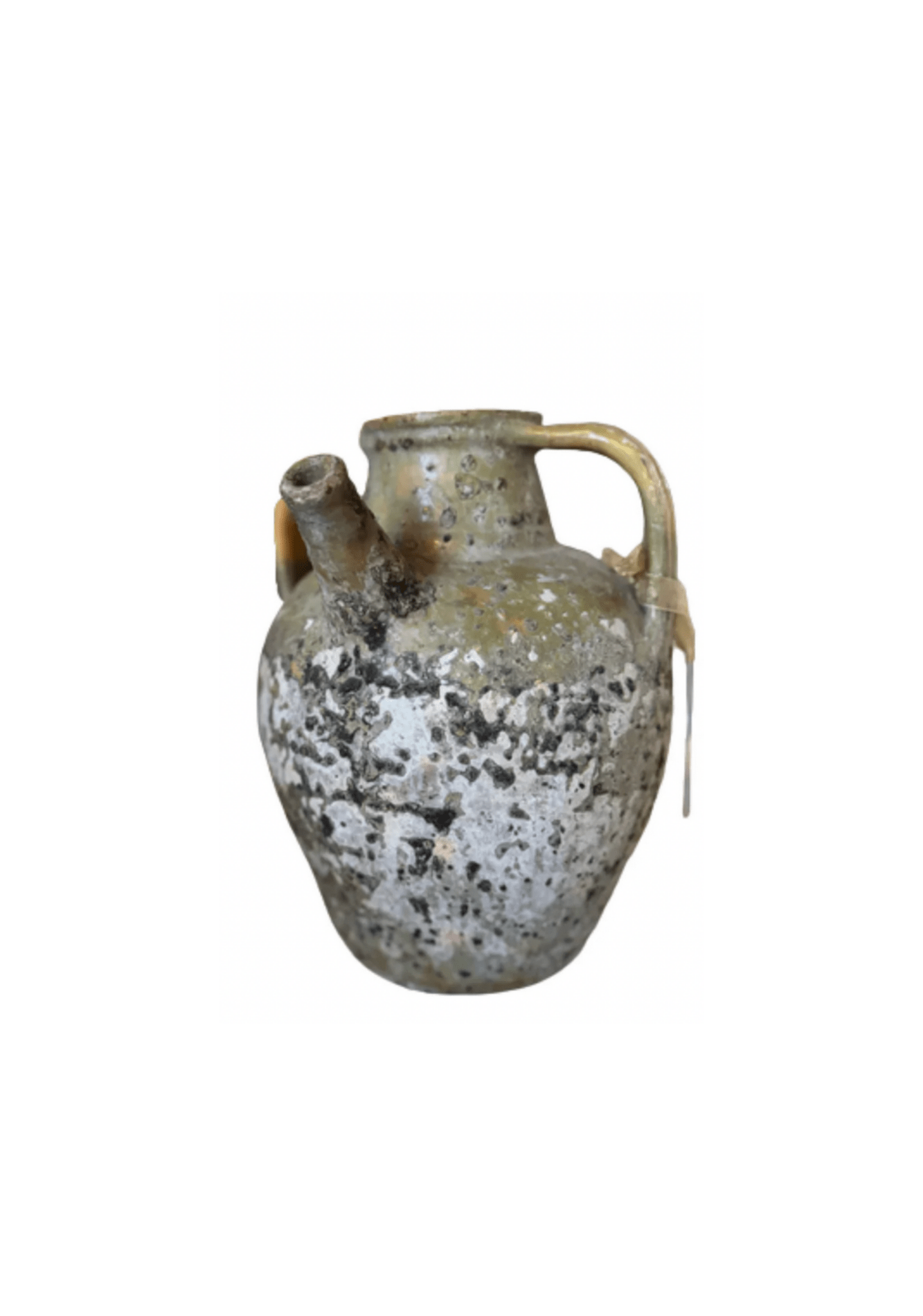 19th C French Walnut Oil Jug in Pale Green