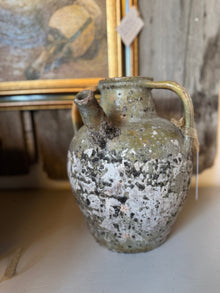 19th C French Walnut Oil Jug in Pale Green