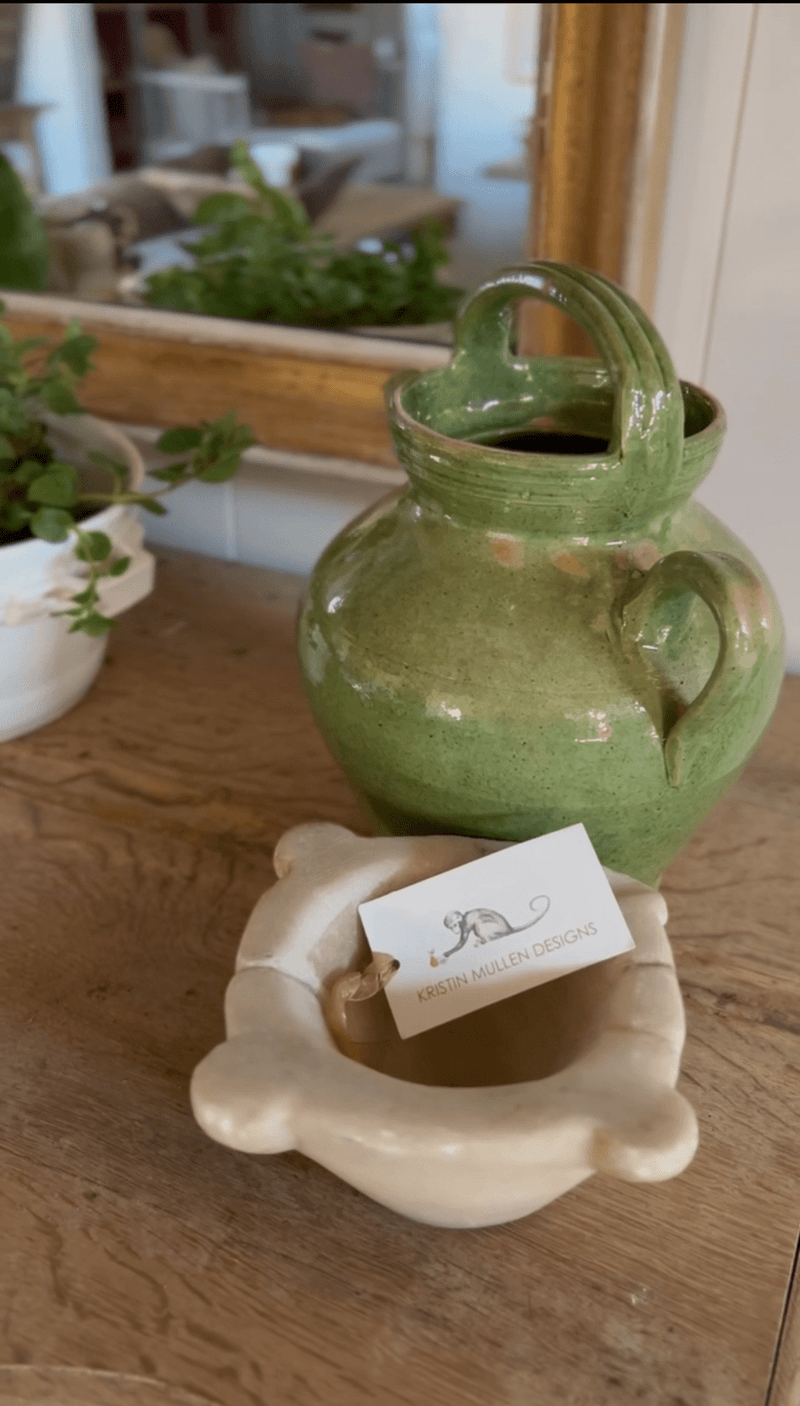 19th Century French Walnut Oil Jug in Olive Glaze/ No Lid