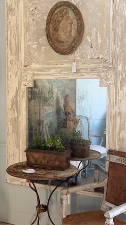 1800 French Trumeau Mirror In Original Paint