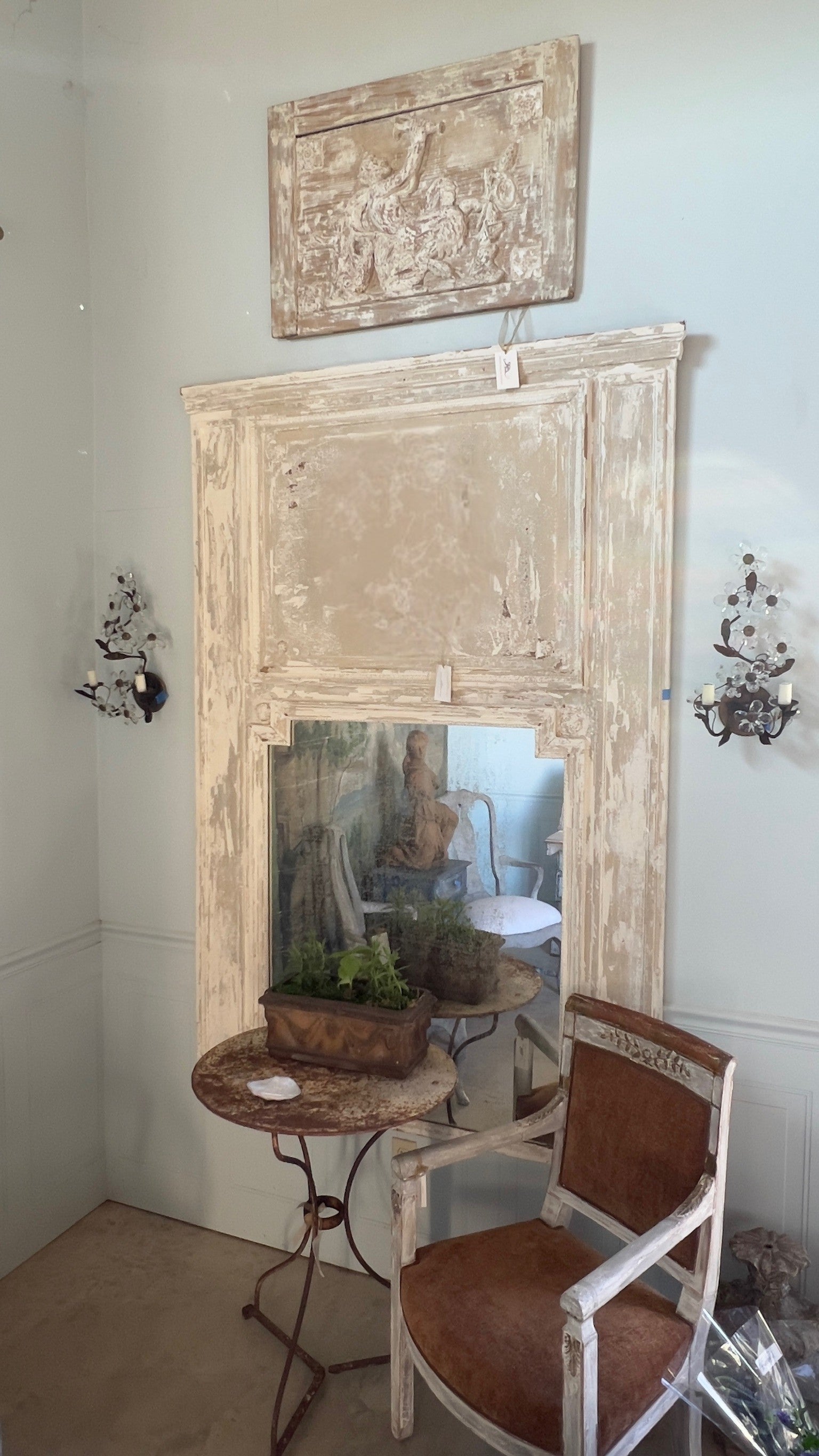 1800 French Trumeau Mirror In Original Paint