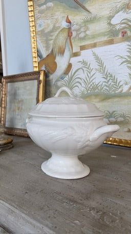 Vintage French Ironstone Tureen With Harvest Motif