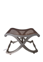 Antique French Caned Stool With X Base