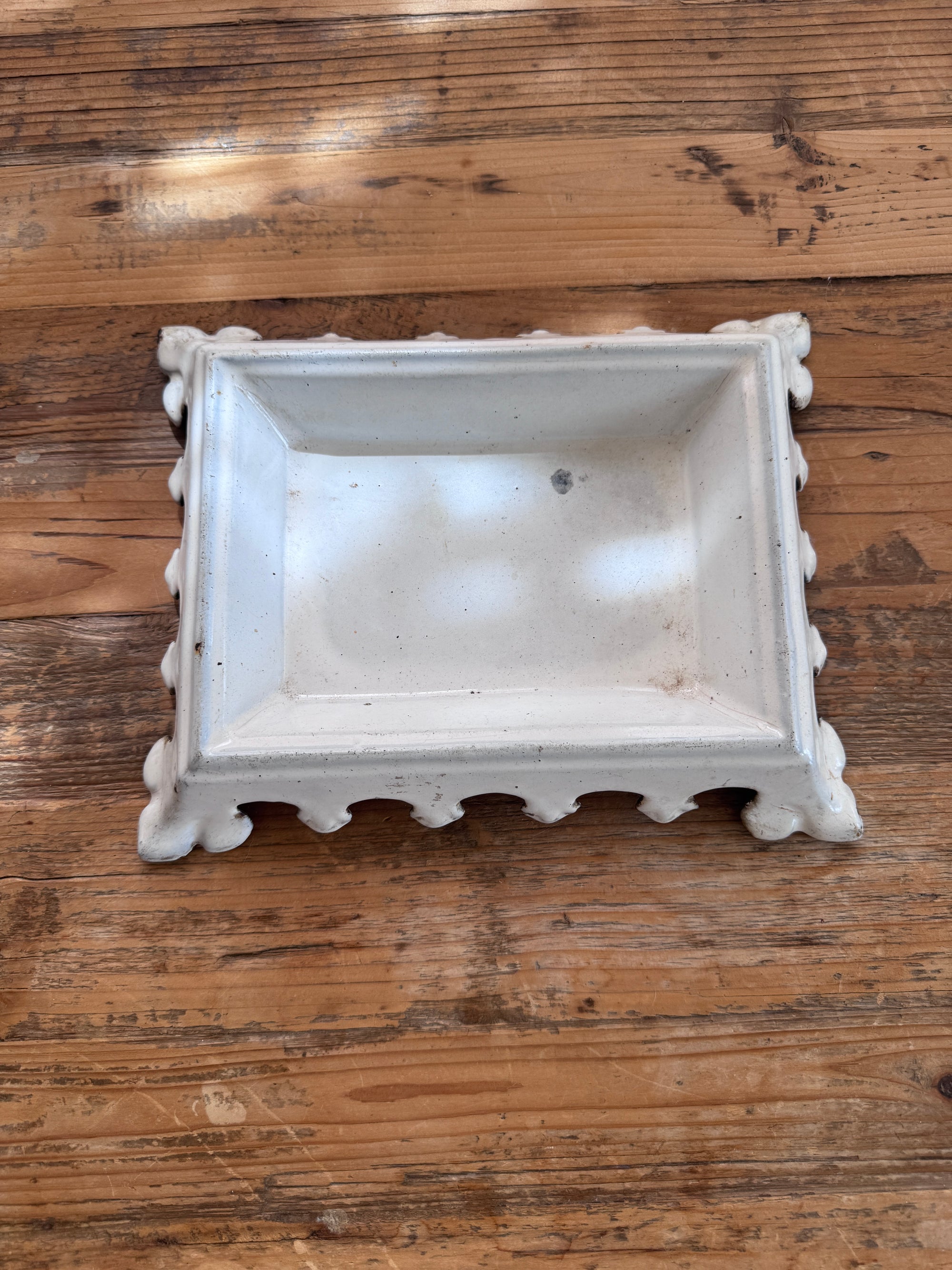 Vintage French White Enameled Crachoir