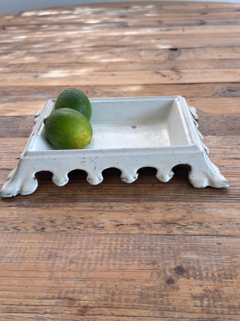 Vintage French White Enameled Crachoir