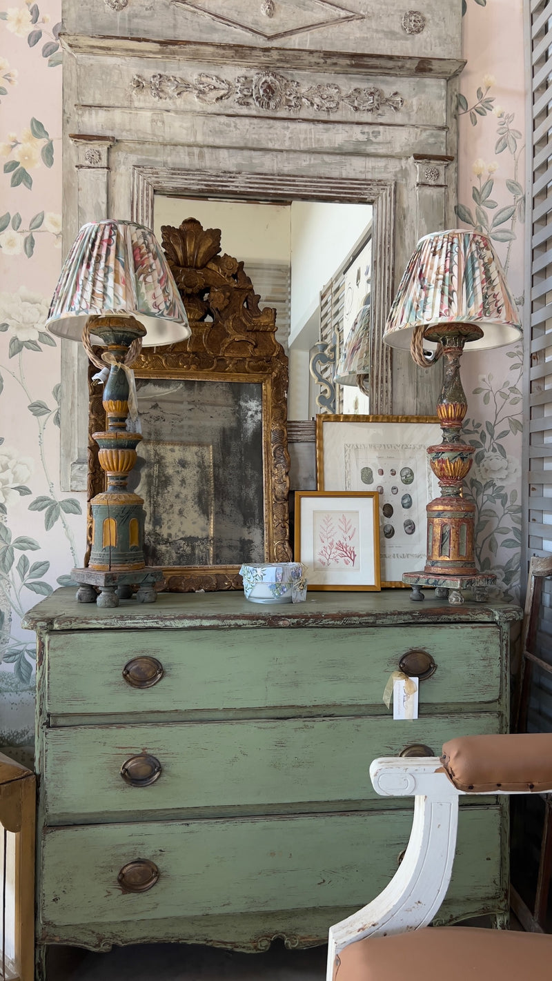 Antique French Shell Print , with Block Print Border