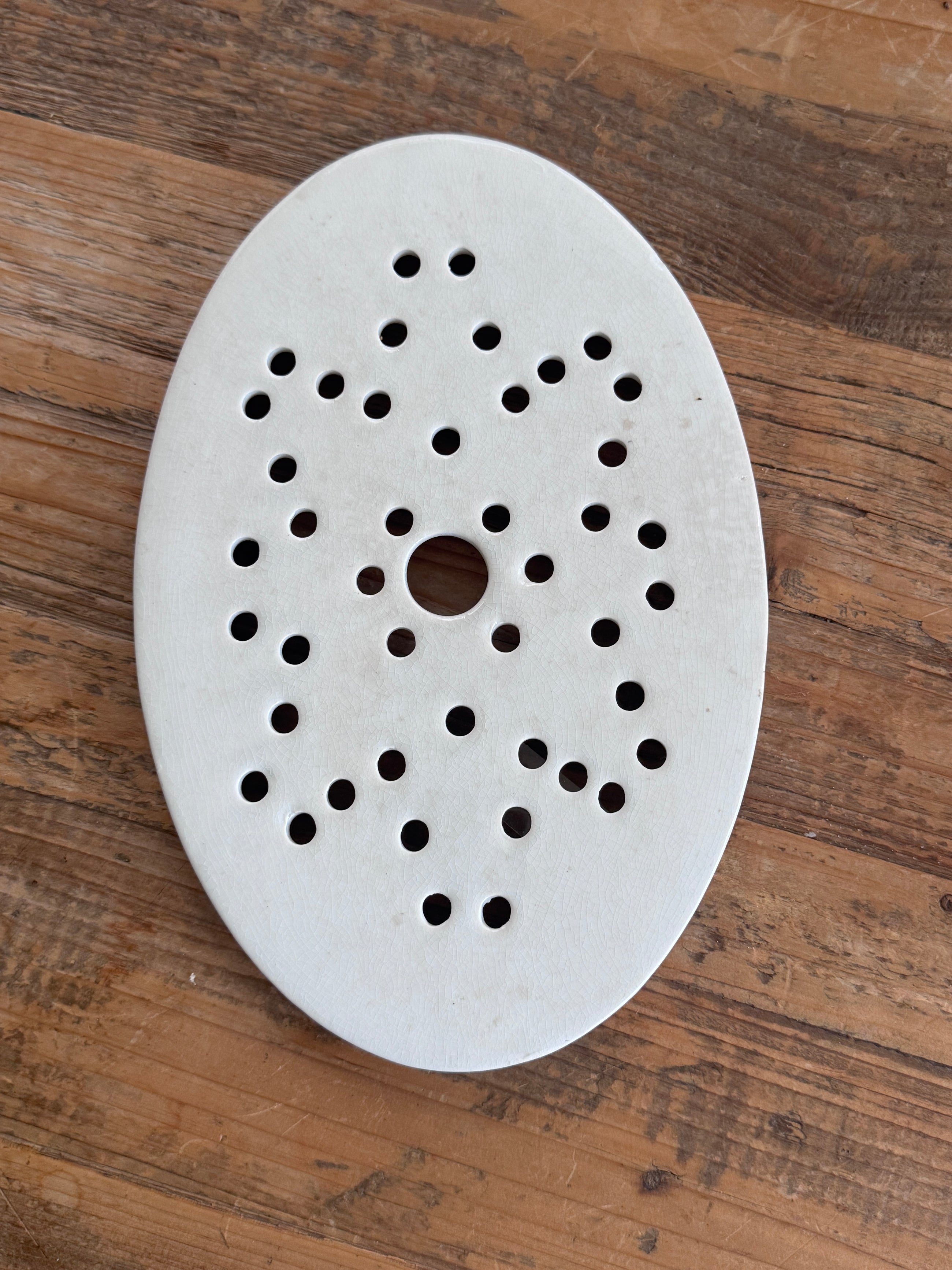 Antique Belgian Ironstone Strainer Oval Star