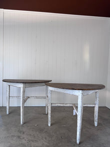 Antique Swedish Demilunes With Stained Top, Pair