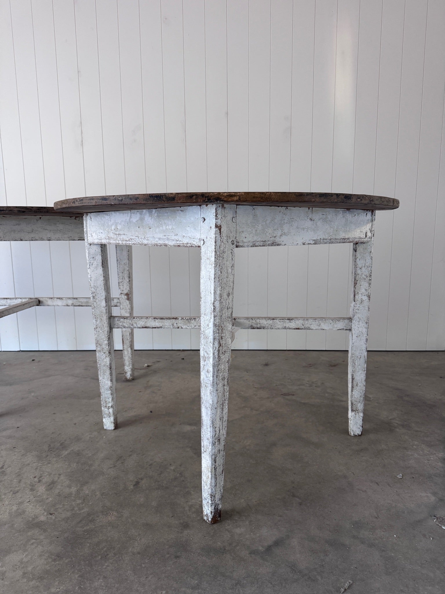 Antique Swedish Demilunes With Stained Top, Pair
