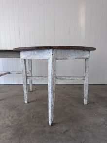 Antique Swedish Demilunes With Stained Top, Pair