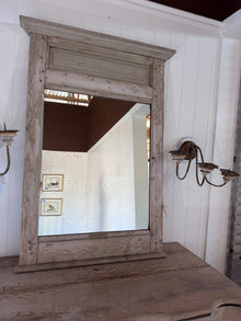 Antique Swedish Grey Trumeau With Reproduction Mirror