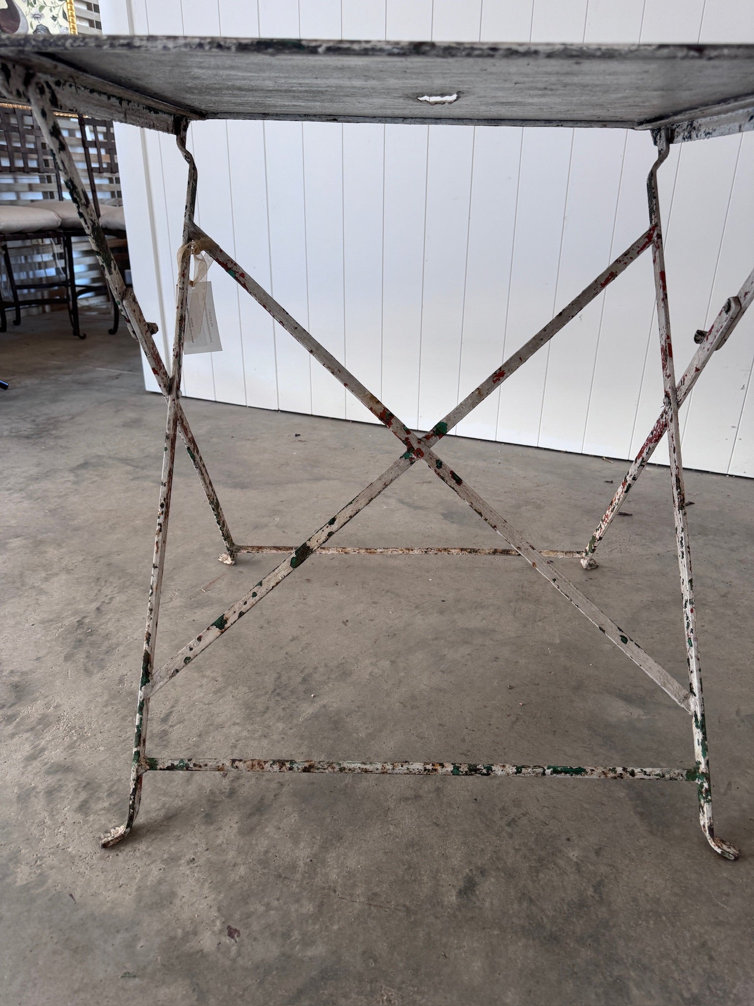 Antique French White Folding Garden Table