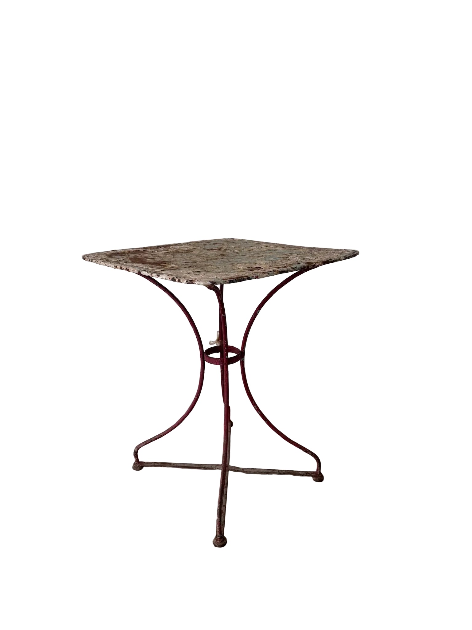 Vintage French Rectangular Folding Garden Table, Green Patina