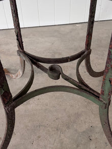 Vintage French Round Folding Garden Table, Green Patina