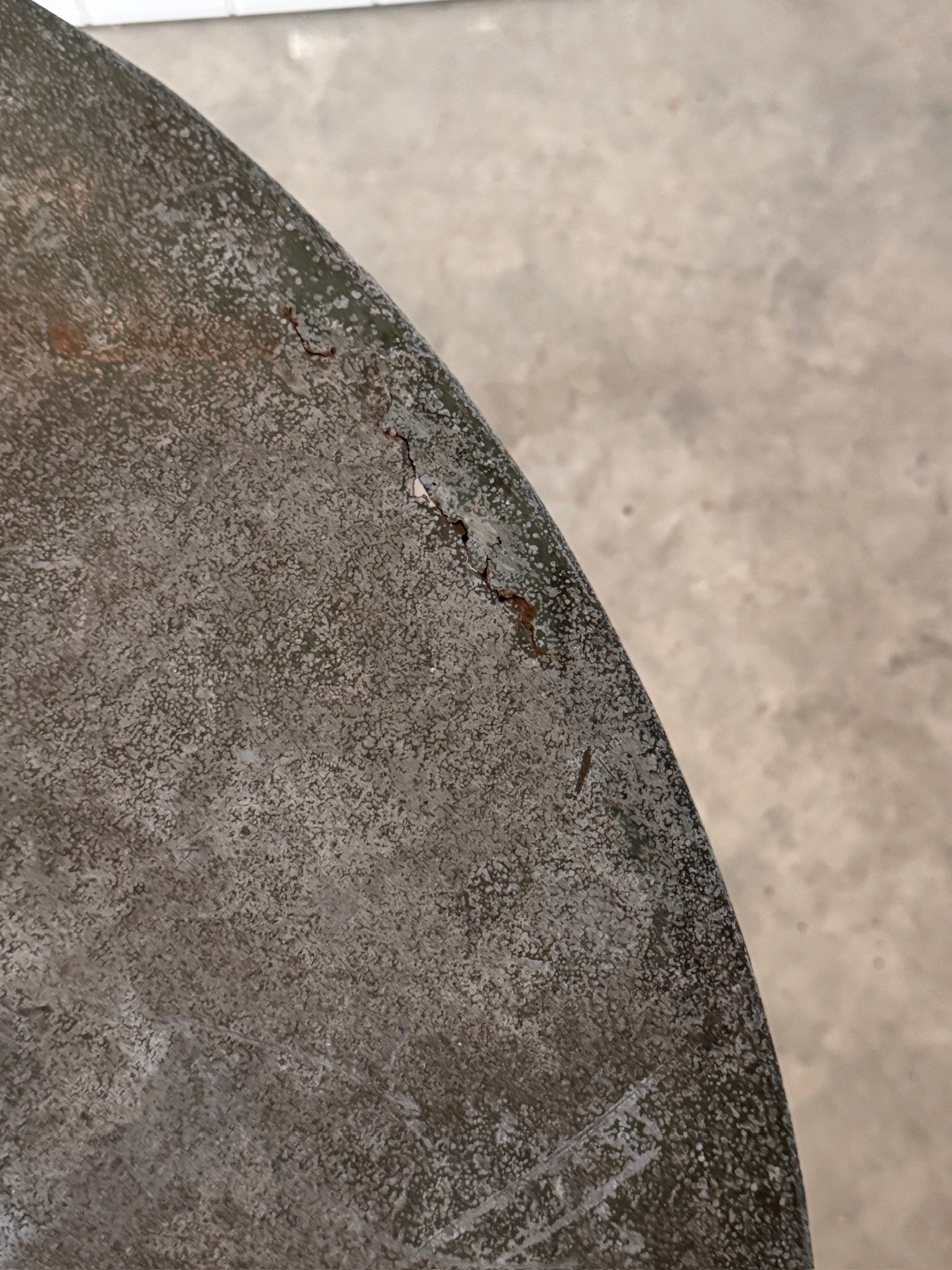 Vintage French Round Folding Garden Table, Green Patina