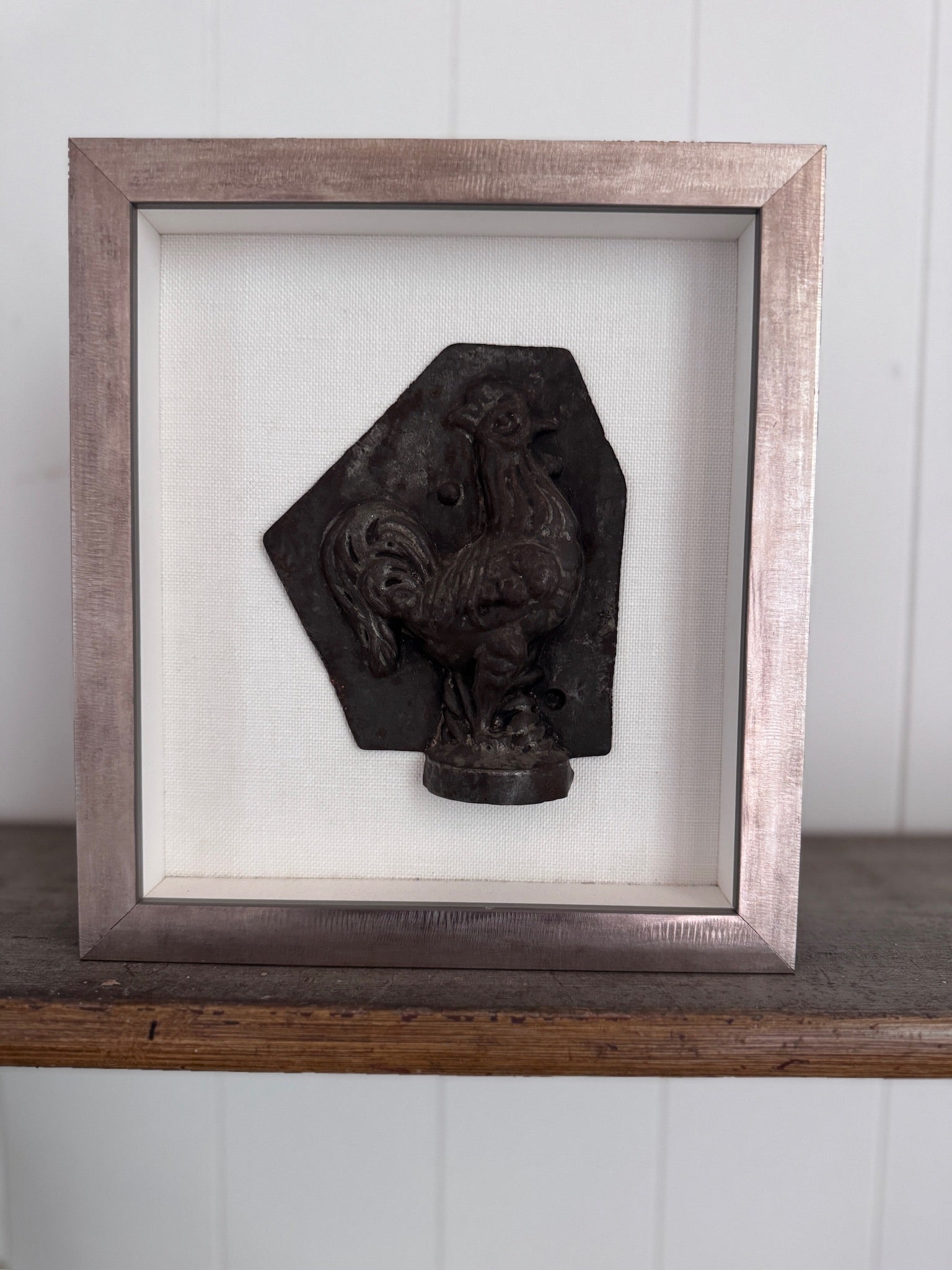 Framed Antique Belgian Chocolatier Rooster Mold