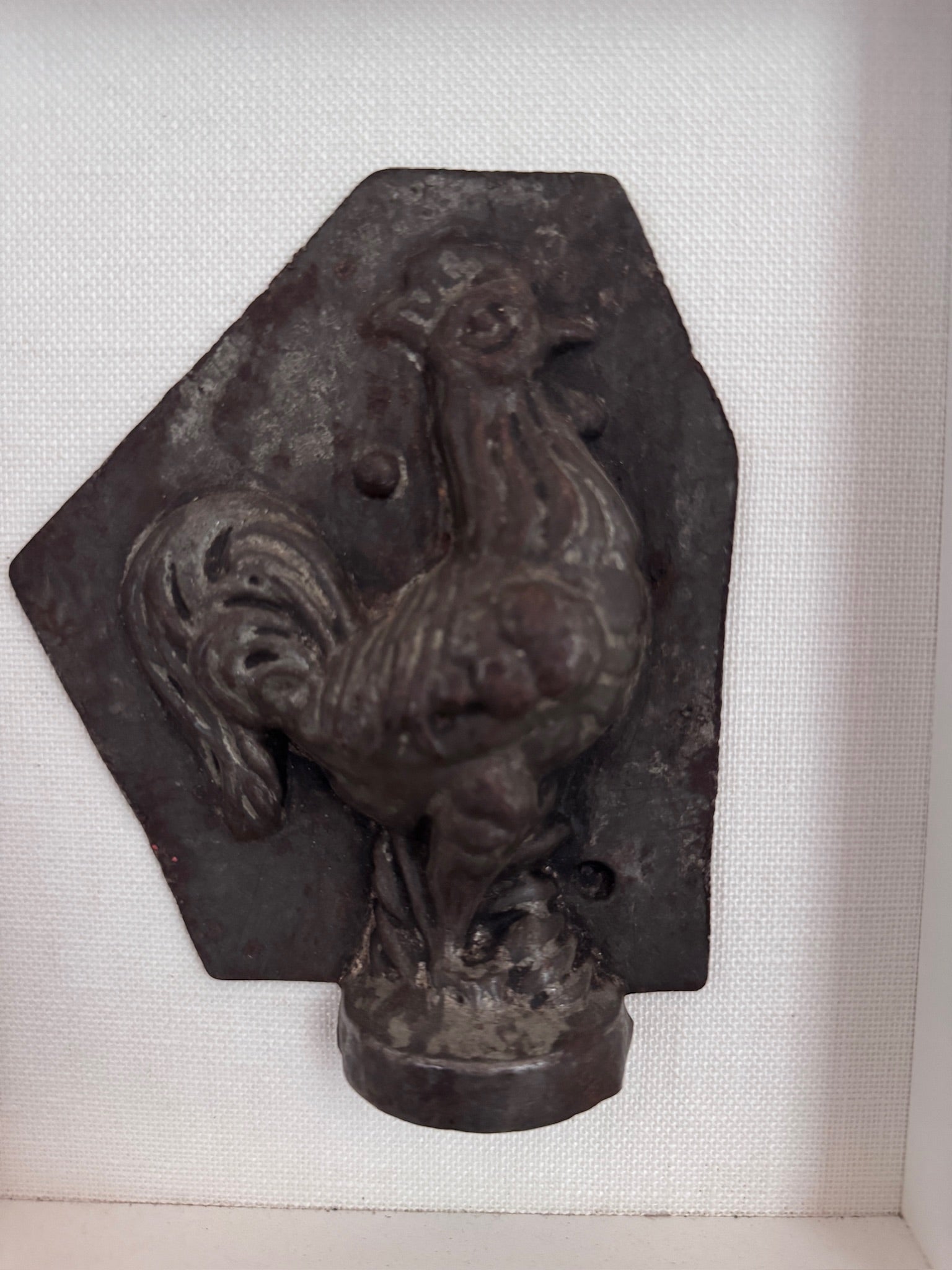 Framed Antique Belgian Chocolatier Rooster Mold