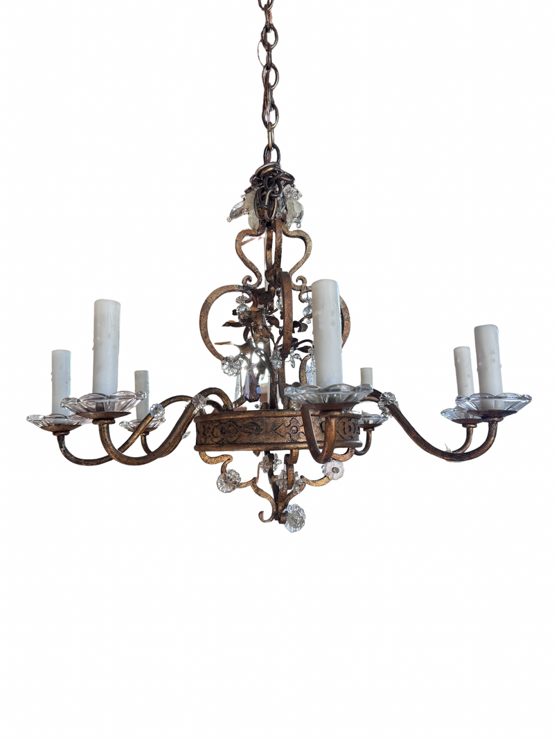 1930 French Crystal and Gilt Chandelier