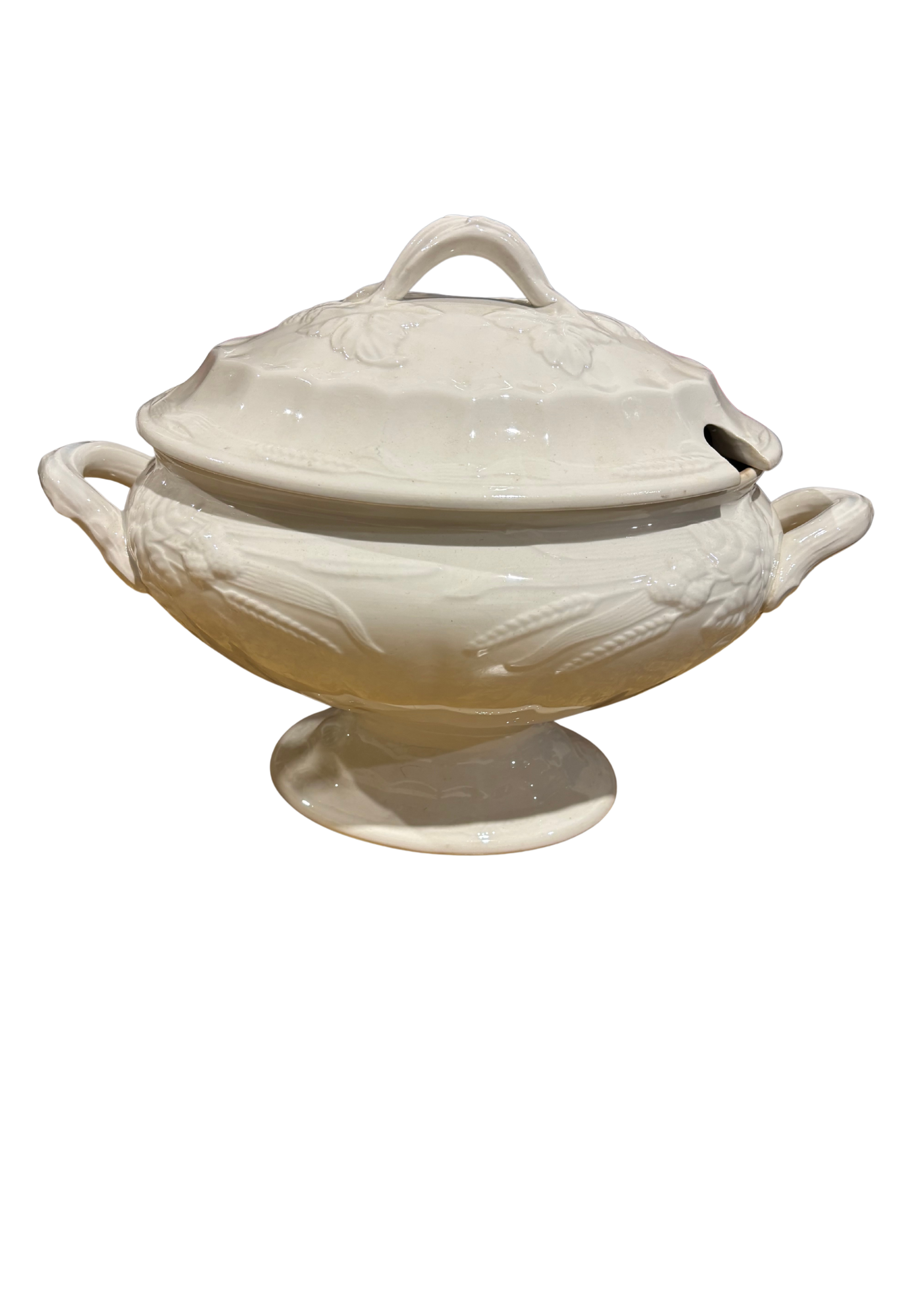 Vintage French Ironstone Tureen With Harvest Motif