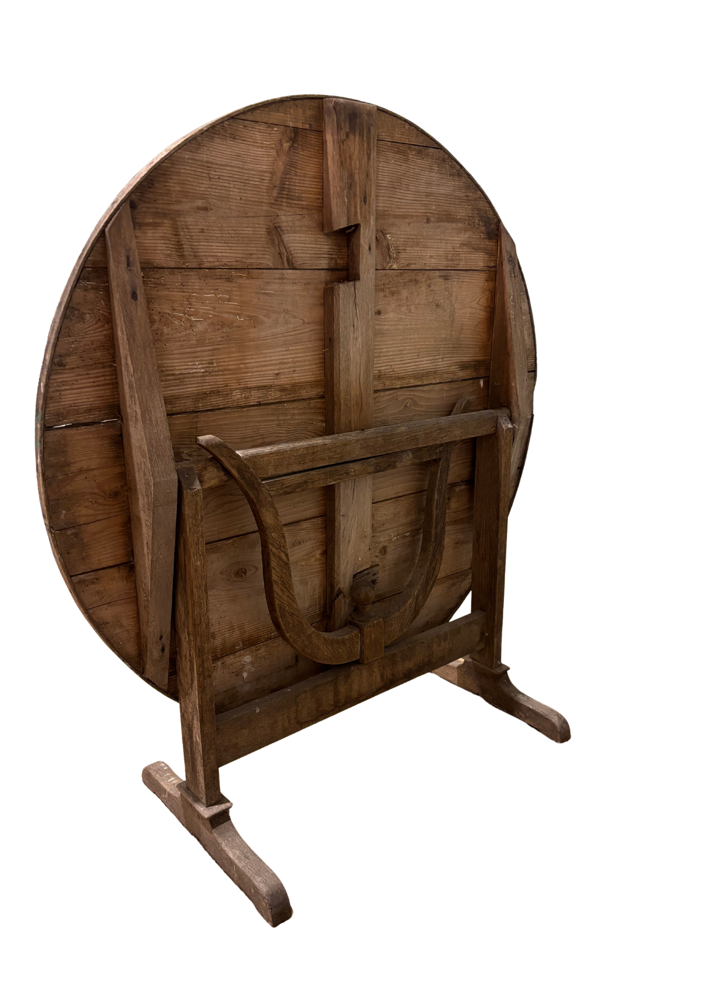 Antique French Vendange Folding Table, U-Shaped Base