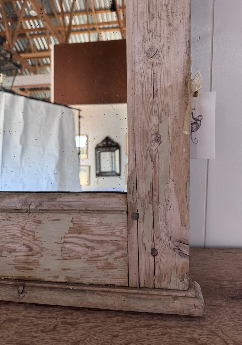 Antique Swedish Grey Trumeau With Reproduction Mirror