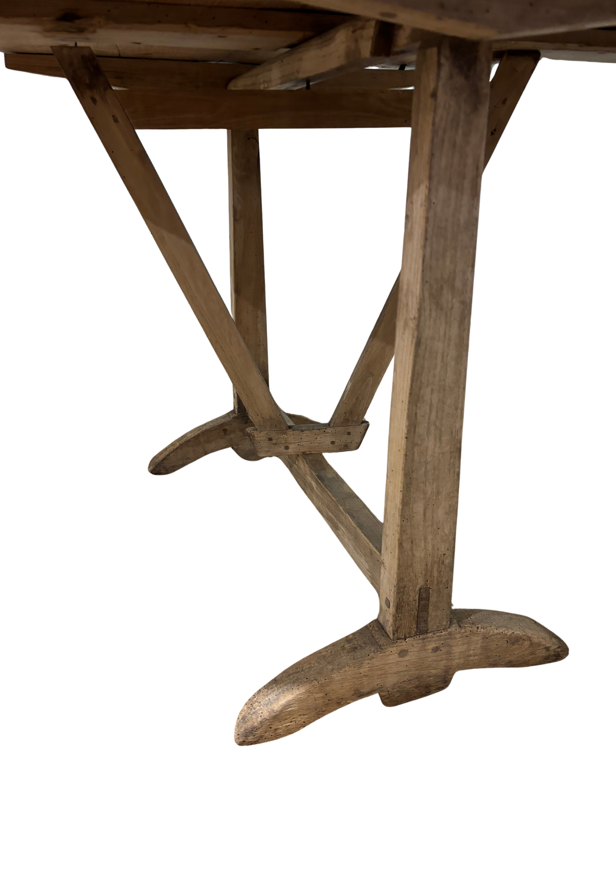 Antique French Vendange Folding Table, V-Shaped Base