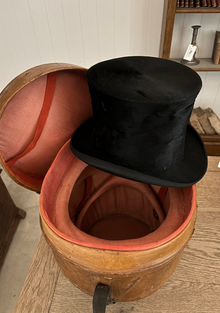 19th C French Leather Hat Box, Large