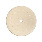 Antique Belgian ironstone round strainer with dot perforation pattern, cream ivory glaze