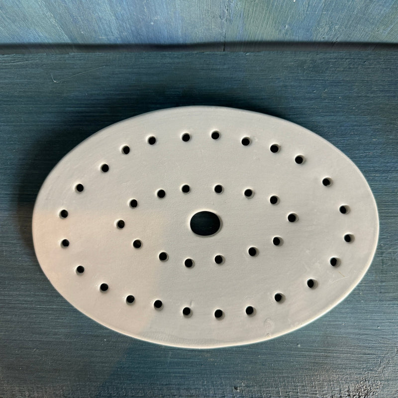 Antique Belgian Ironstone Strainer Oval Dots