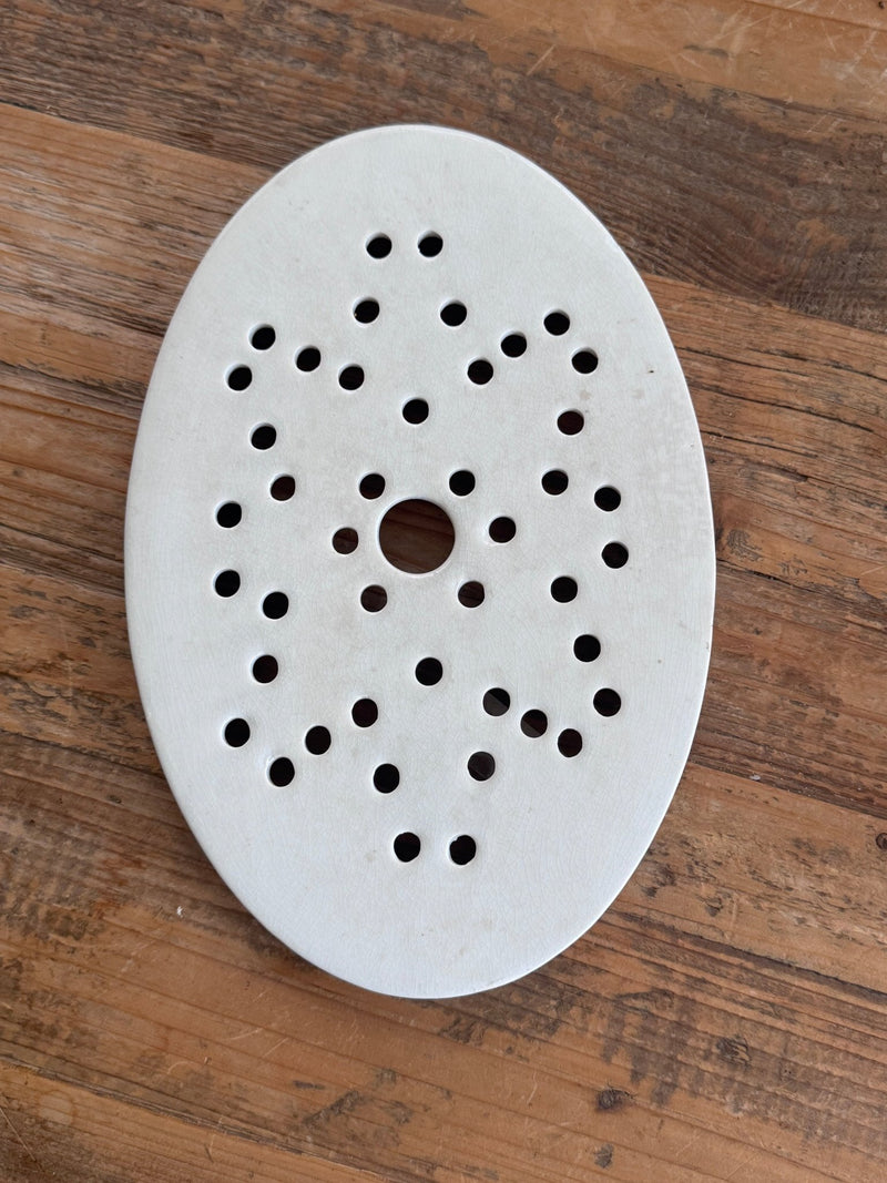Antique Belgian Ironstone Strainer Oval Star