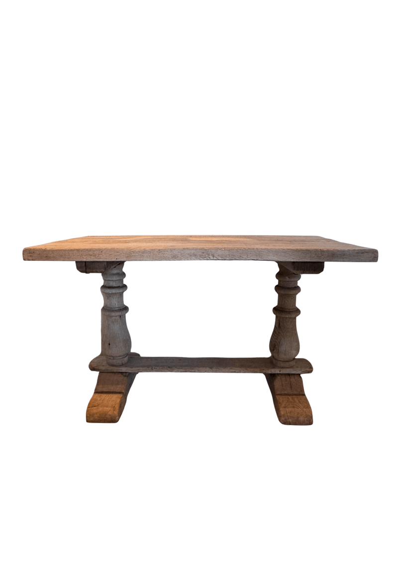 Antique Belgian Oak Trestle Desk