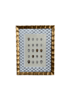 Framed Antique Egg Print With Wicker Patterned Wallpaper Mat