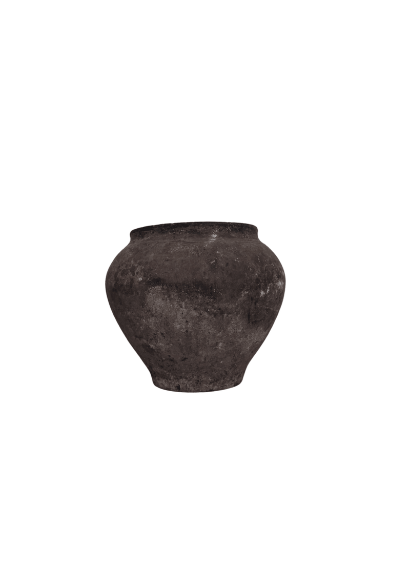 Antique European Pot, Black Terra Cotta