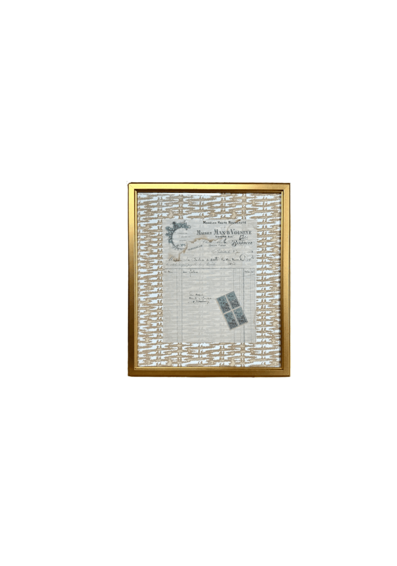 Antique French Document Matted on Casa Branca Wallpaper
