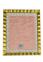 Antique French Household Receipt in Rose with Block Print Border Medium