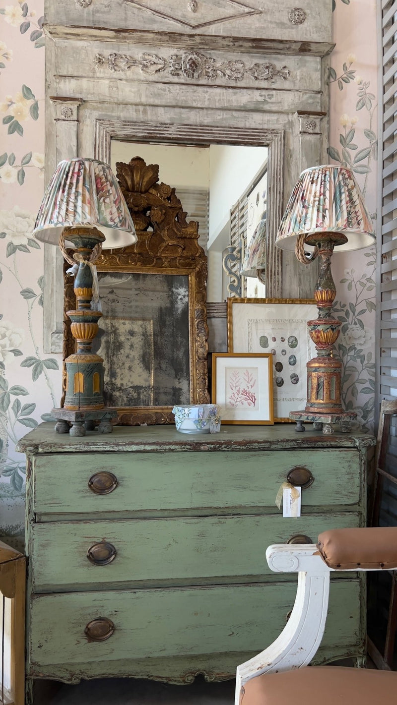 Antique French Shell Print , with Block Print Border