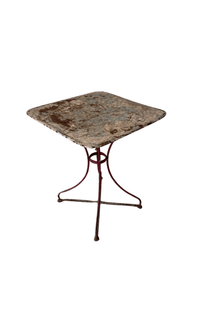 Antique French Square Garden Table, Blue Patina