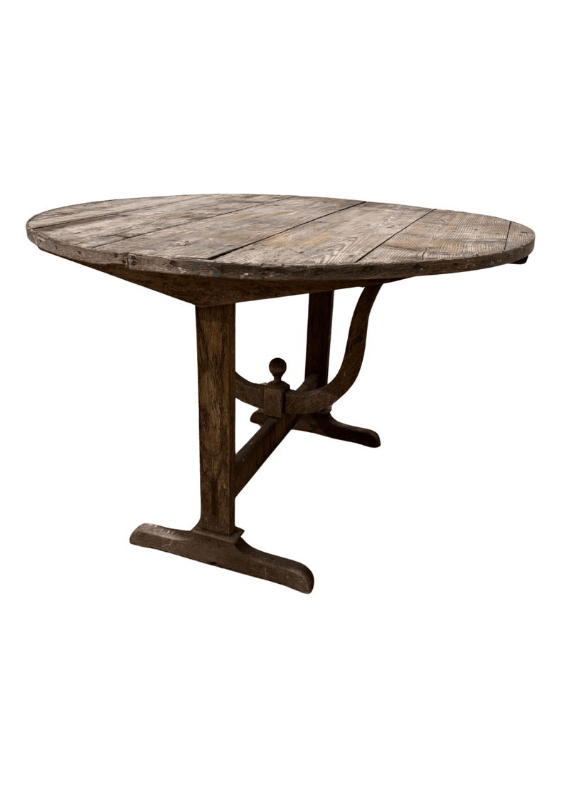 Antique French Vendange Folding Table, U-Shaped Base