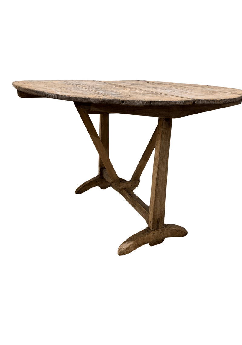 Antique French Vendange Folding Table, V-Shaped Base